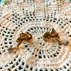 Cat with Ball of Yarn Earrings...Need Good Home!